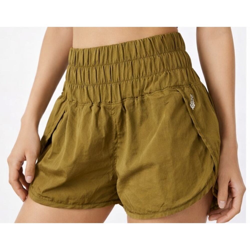 Free People Olive Green High-Waist Athletic Shorts